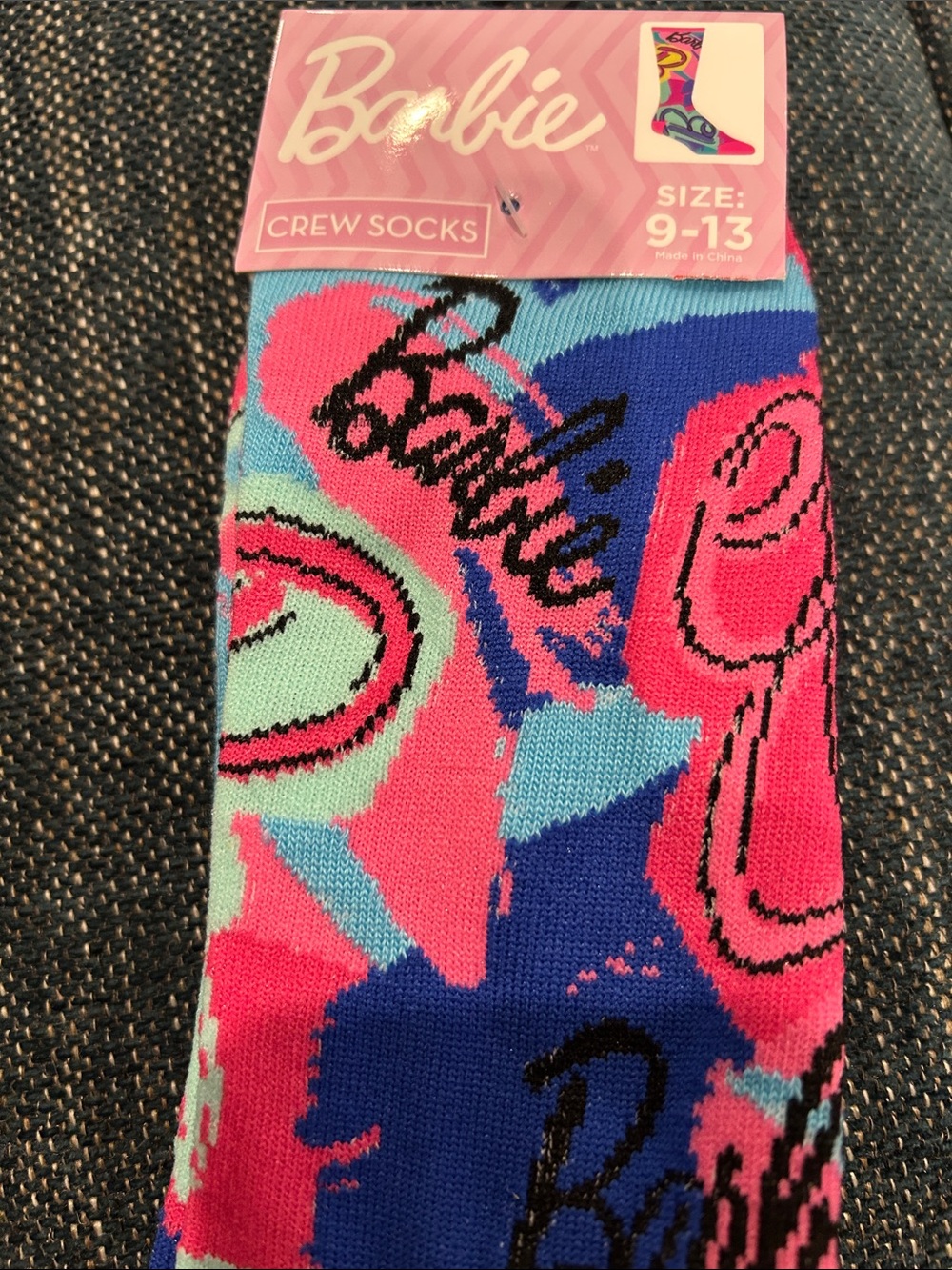 Barbie Pink, Blue & Aqua Abstract Crew Socks - Men